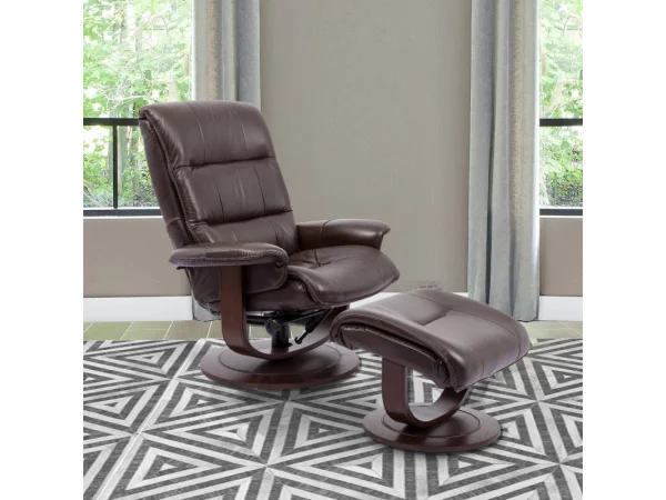 Knight – Robust Manual Reclining Swivel Chair And Ottoman Chairs Brown