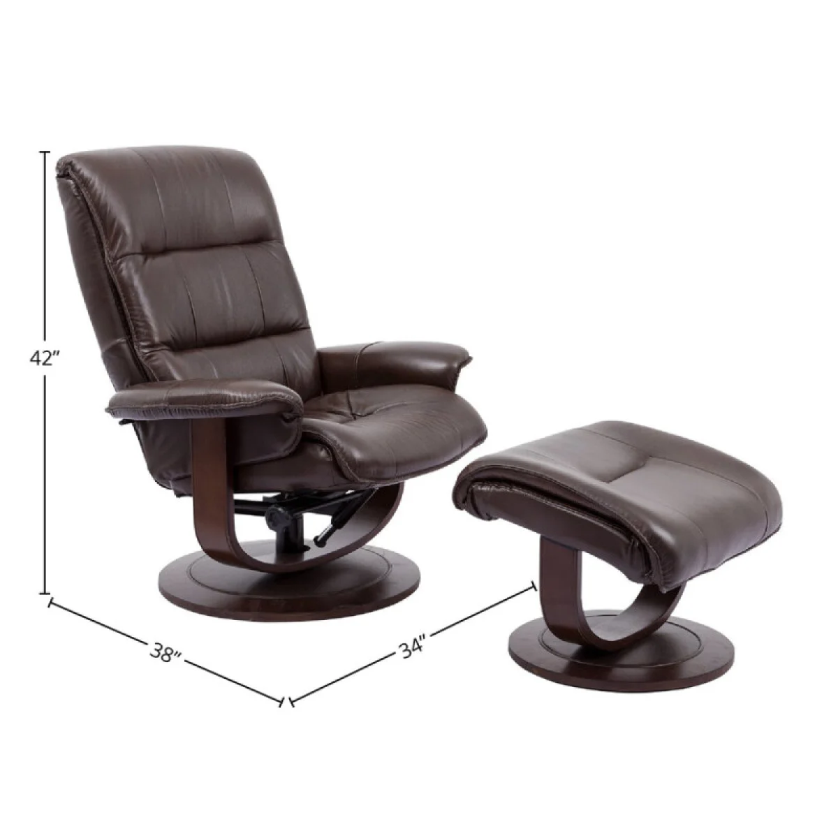 Knight – Robust Manual Reclining Swivel Chair And Ottoman Chairs Brown 7