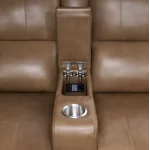 Modesto – Sable 6pc Modular Power Reclining Sectional With Power Adjustable Headrests Recliners Brown 26