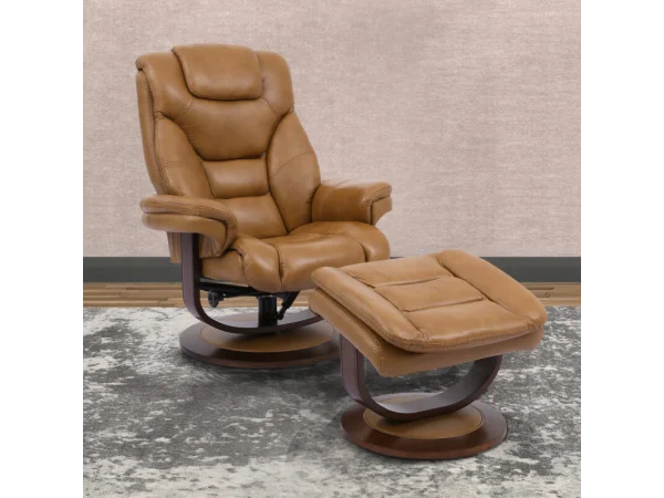 Monarch – Butterscotch Manual Reclining Swivel Chair And Ottoman Chairs Brown