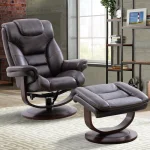 Monarch – Truffle Manual Reclining Swivel Chair And Ottoman Chairs Brown 8
