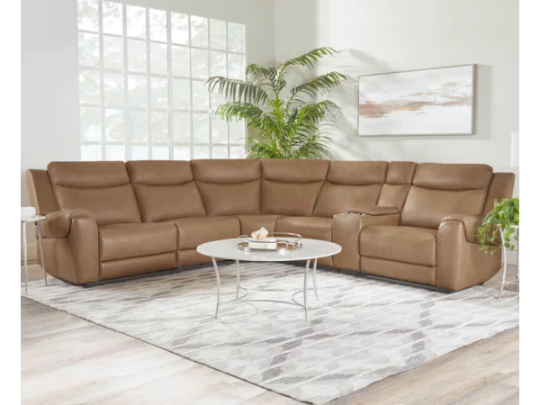 Momentum – Cashew 6pc Power Zero Gravity Modular With Heat, Massage And Speaker Recliners Brown