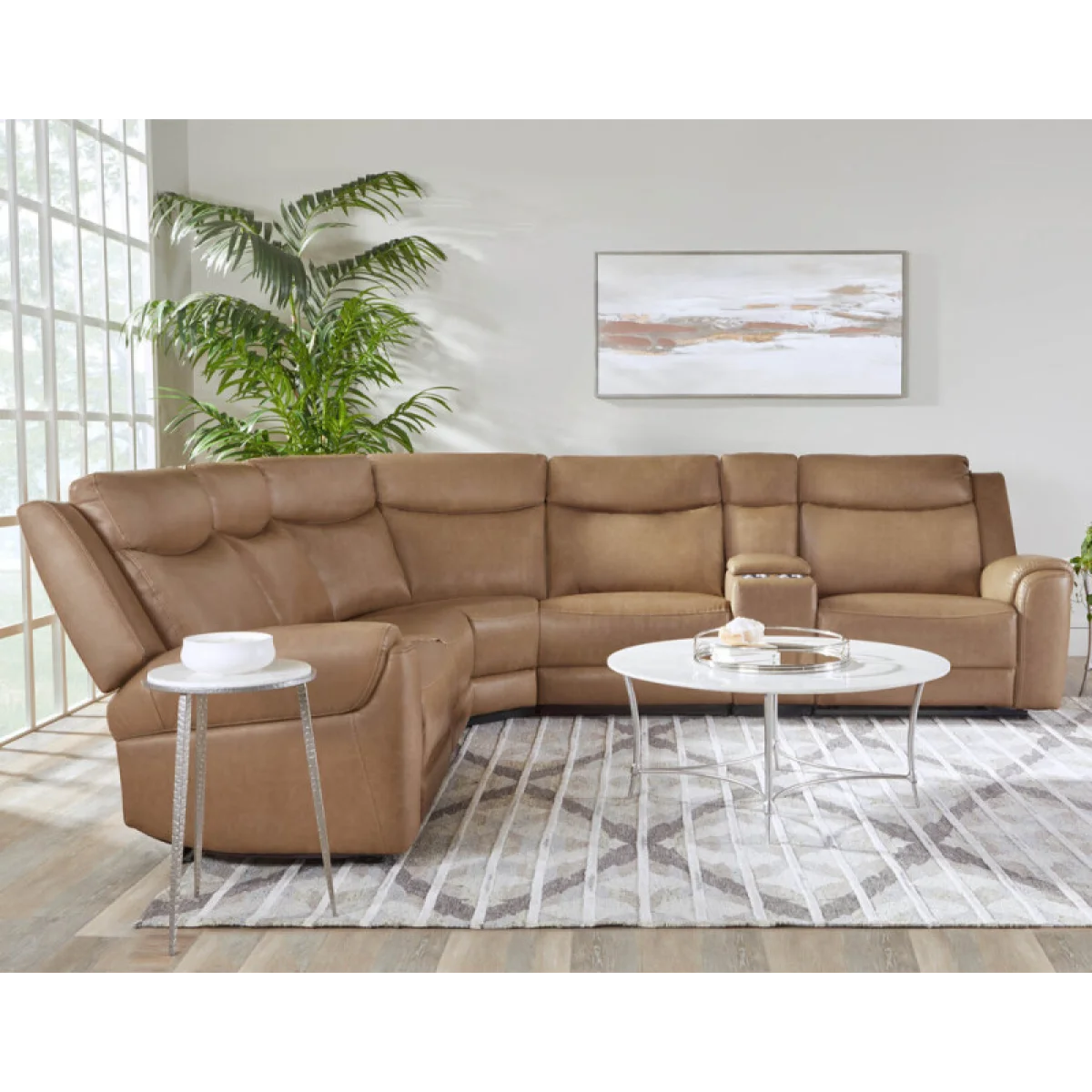 Momentum – Cashew 6pc Power Zero Gravity Modular With Heat, Massage And Speaker Recliners Brown 20