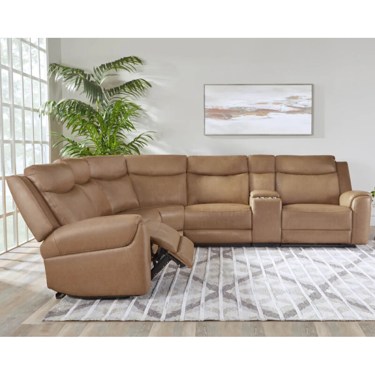 Momentum – Cashew 6pc Power Zero Gravity Modular With Heat, Massage And Speaker Recliners Brown 19