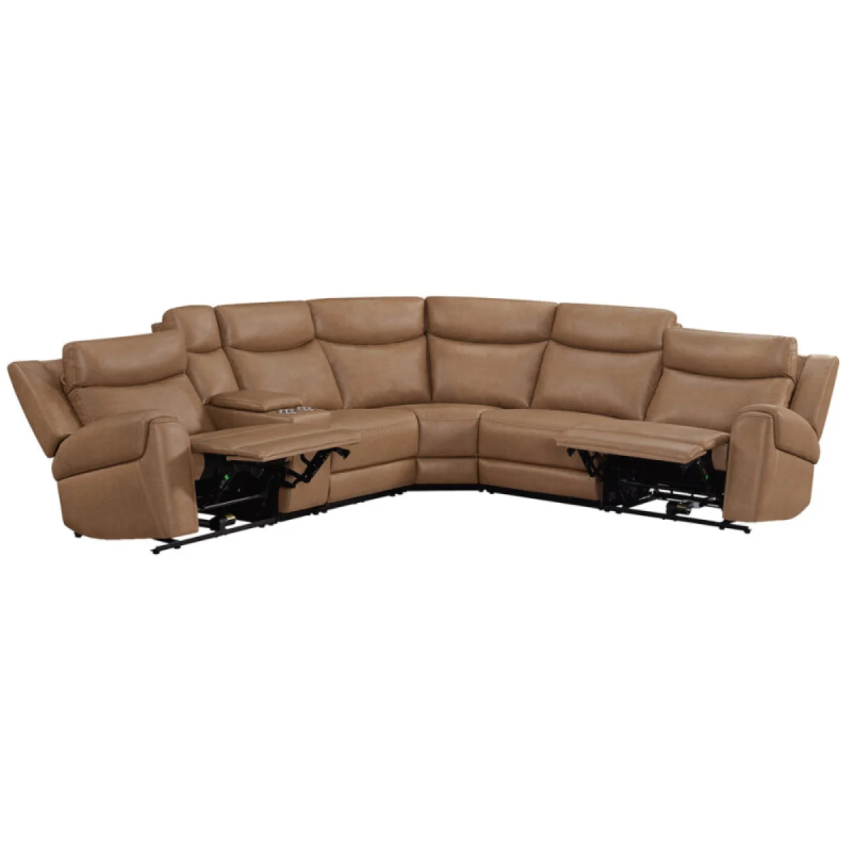 Momentum – Cashew 6pc Power Zero Gravity Modular With Heat, Massage And Speaker Recliners Brown 12
