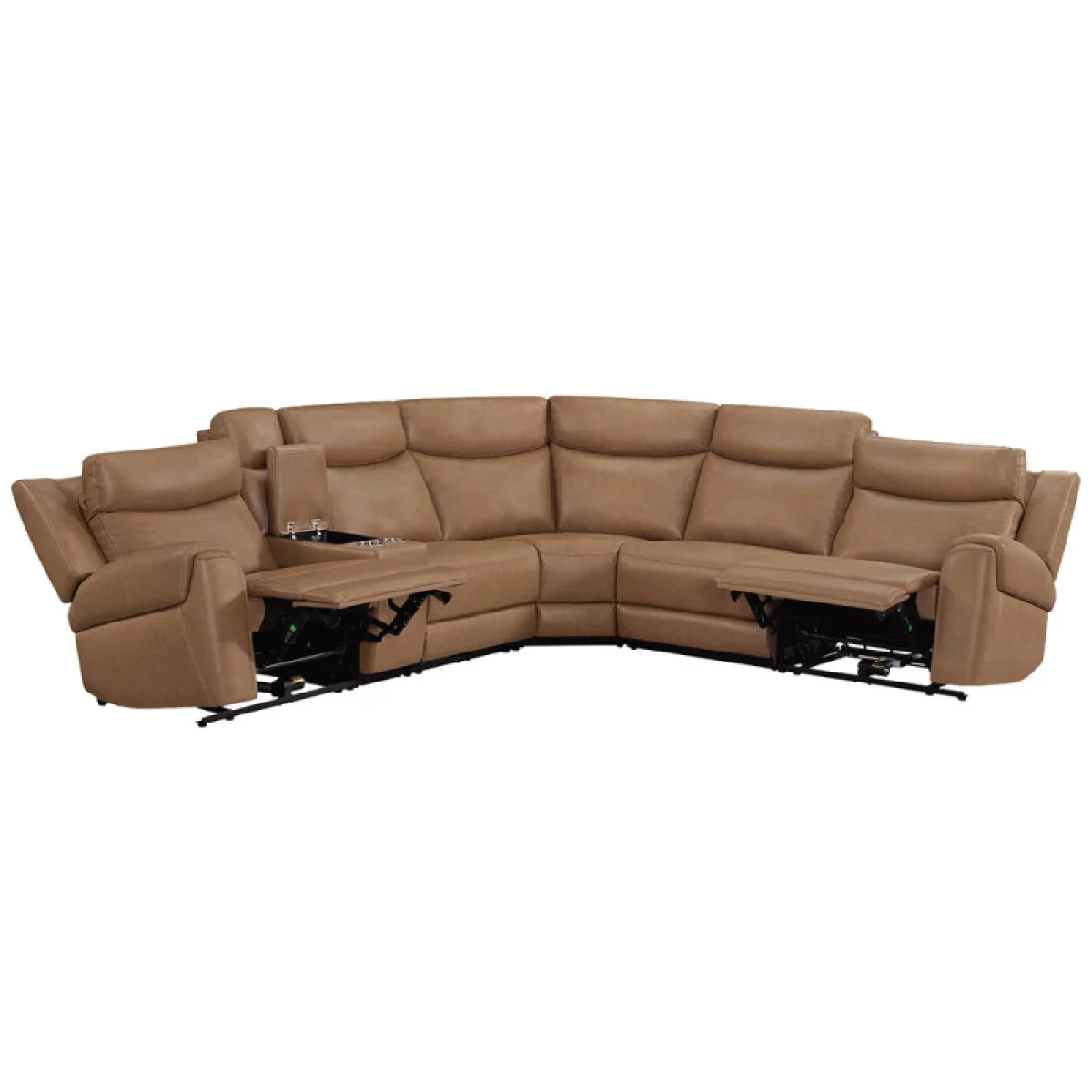Momentum – Cashew 6pc Power Zero Gravity Modular With Heat, Massage And Speaker Recliners Brown 11