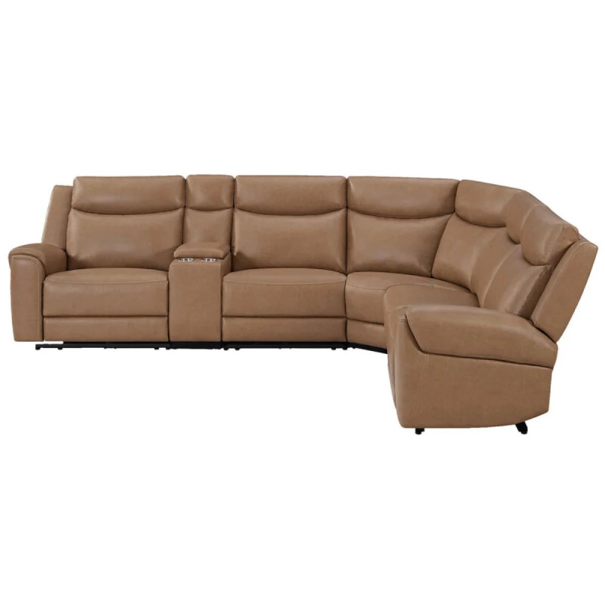 Momentum – Cashew 6pc Power Zero Gravity Modular With Heat, Massage And Speaker Recliners Brown 9