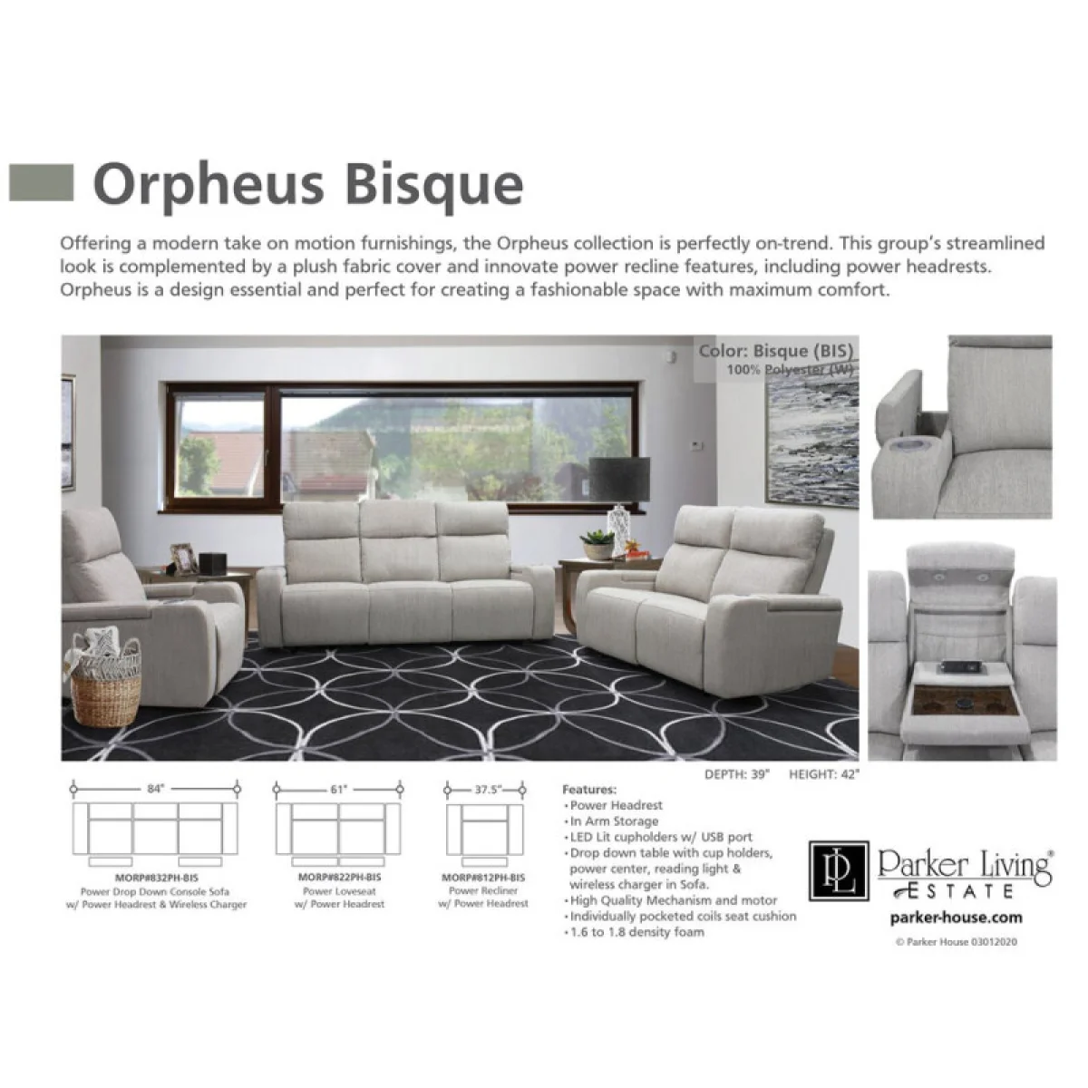 Orpheus – Bisque Power Loveseat Recliners Bisque 12