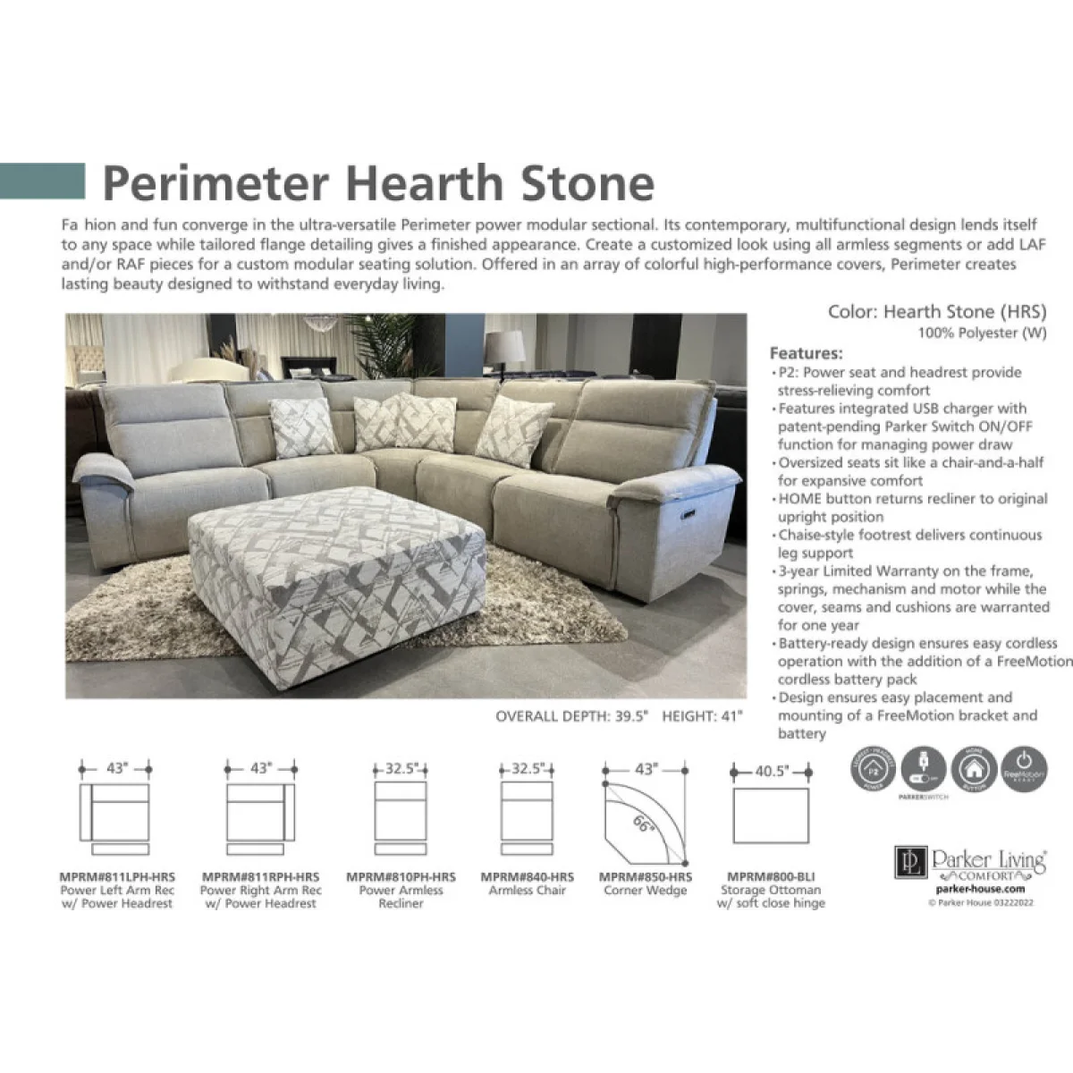 Perimeter – Hearth Stone 5pc Package (811lph, 810p, 850, 840, 811rph) Recliners Cream 7