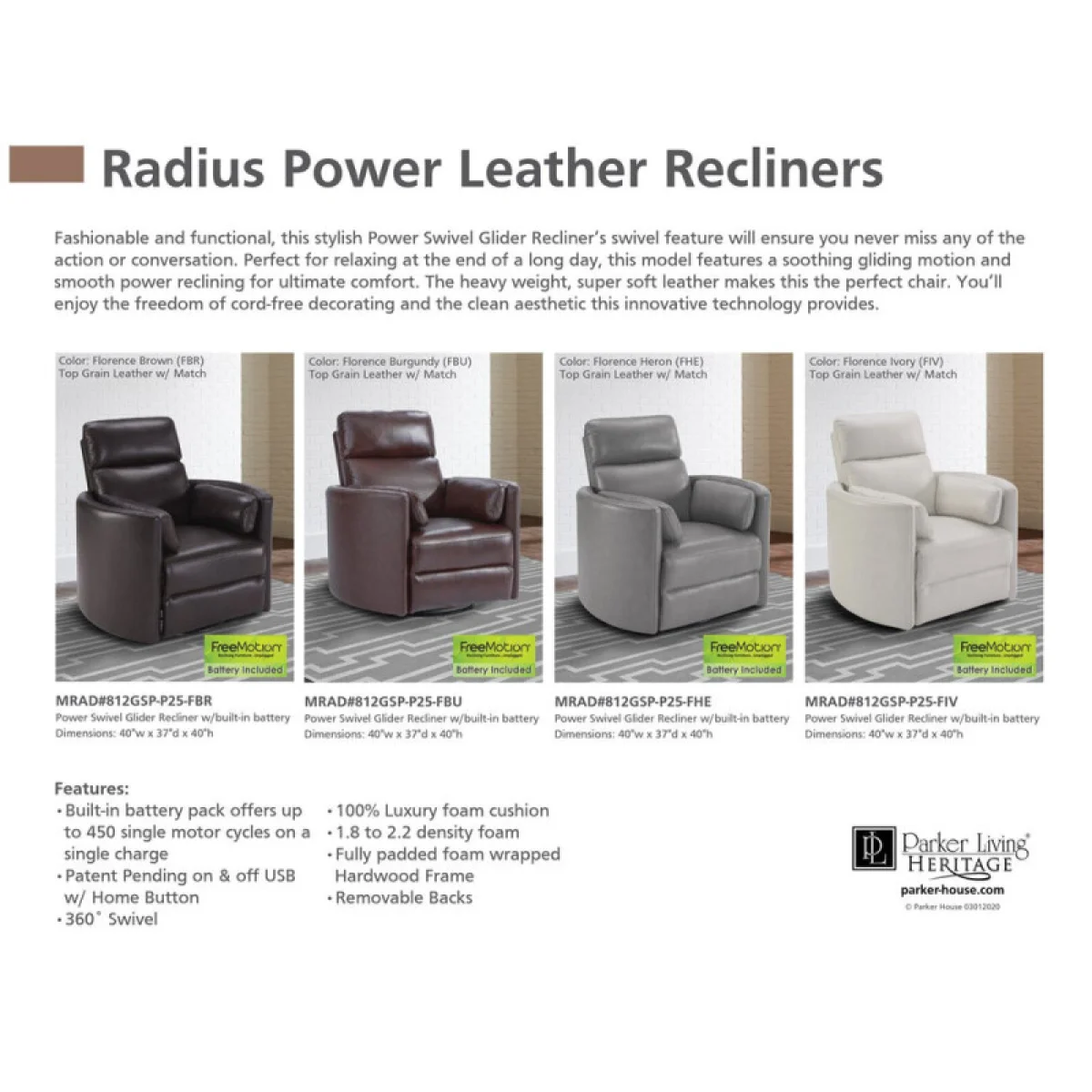 Radius – Florence Brown – Powered By Freemotion Power Cordless Swivel Glider Recliner Recliners Brown 12