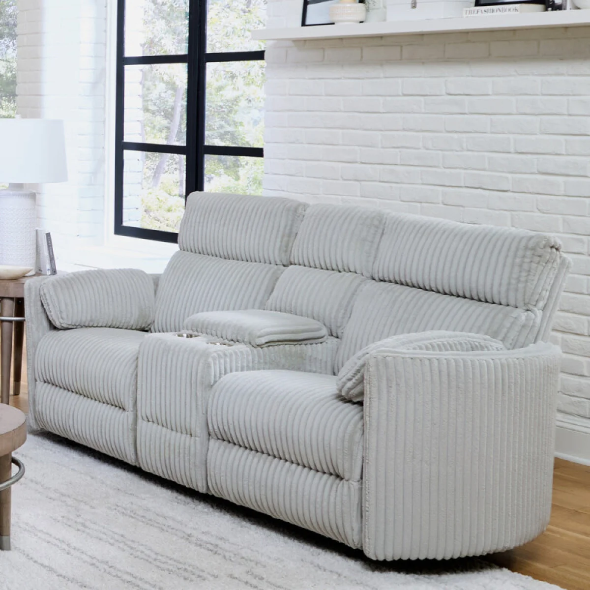 Radius – Mega Grey Power Glider Console Loveseat Recliners Gray 4