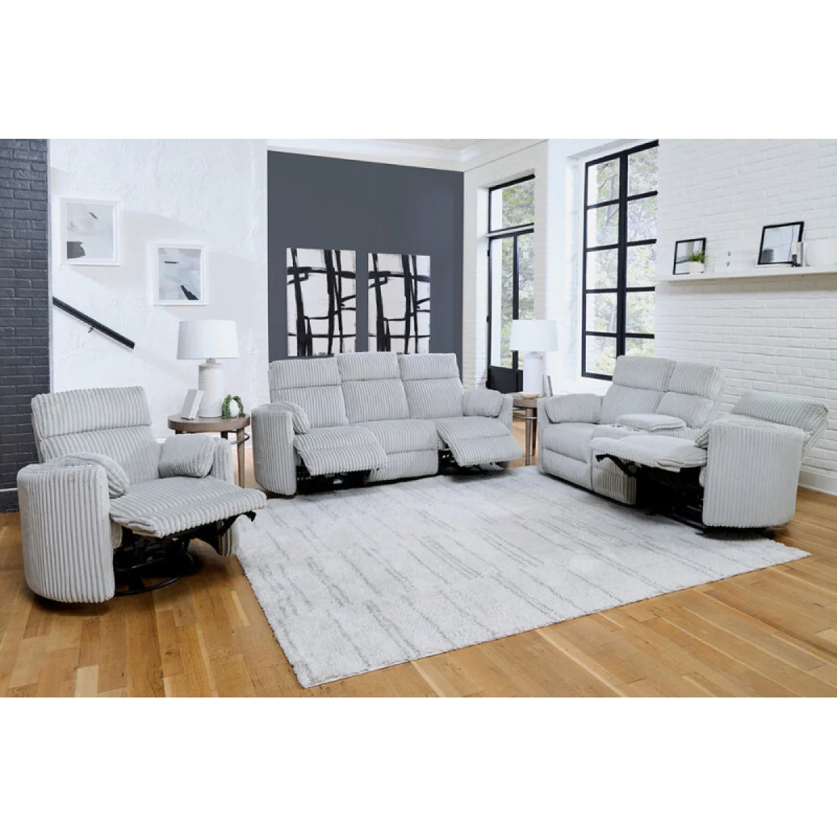 Radius – Mega Grey Power Glider Console Loveseat Recliners Gray 11
