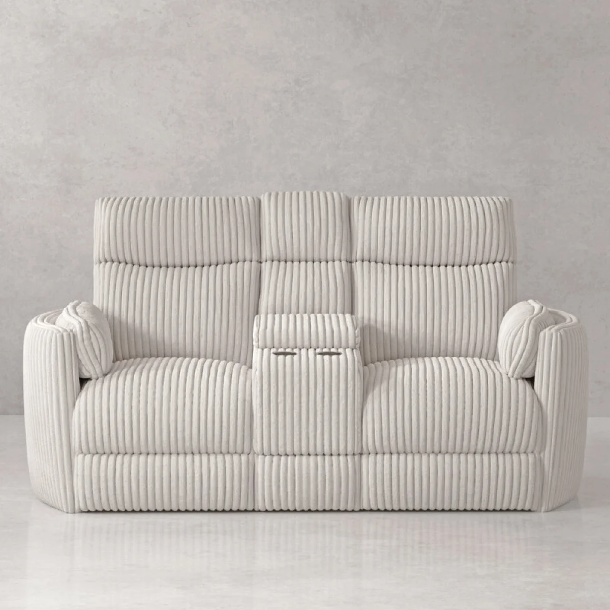 Radius – Mega Ivory Power Glider Console Loveseat Recliners Cream 4