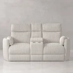 Radius – Mega Ivory Power Glider Console Loveseat Recliners Cream 14