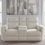 Radius – Mega Ivory Power Glider Console Loveseat Recliners Cream 16