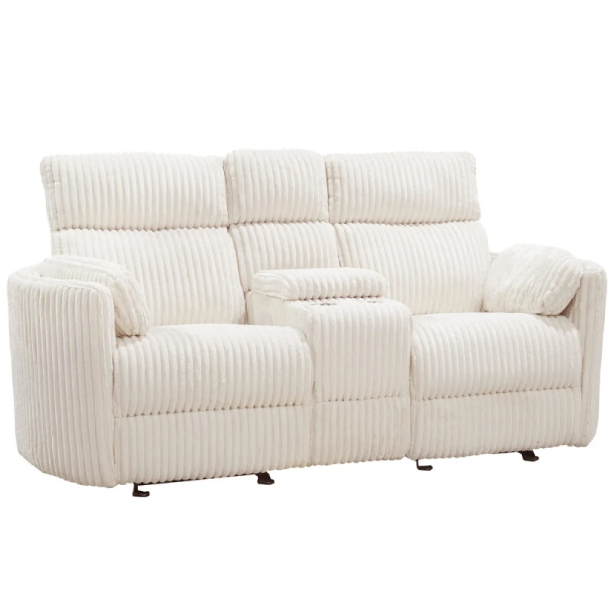 Radius – Mega Ivory Power Glider Console Loveseat Recliners Cream 8