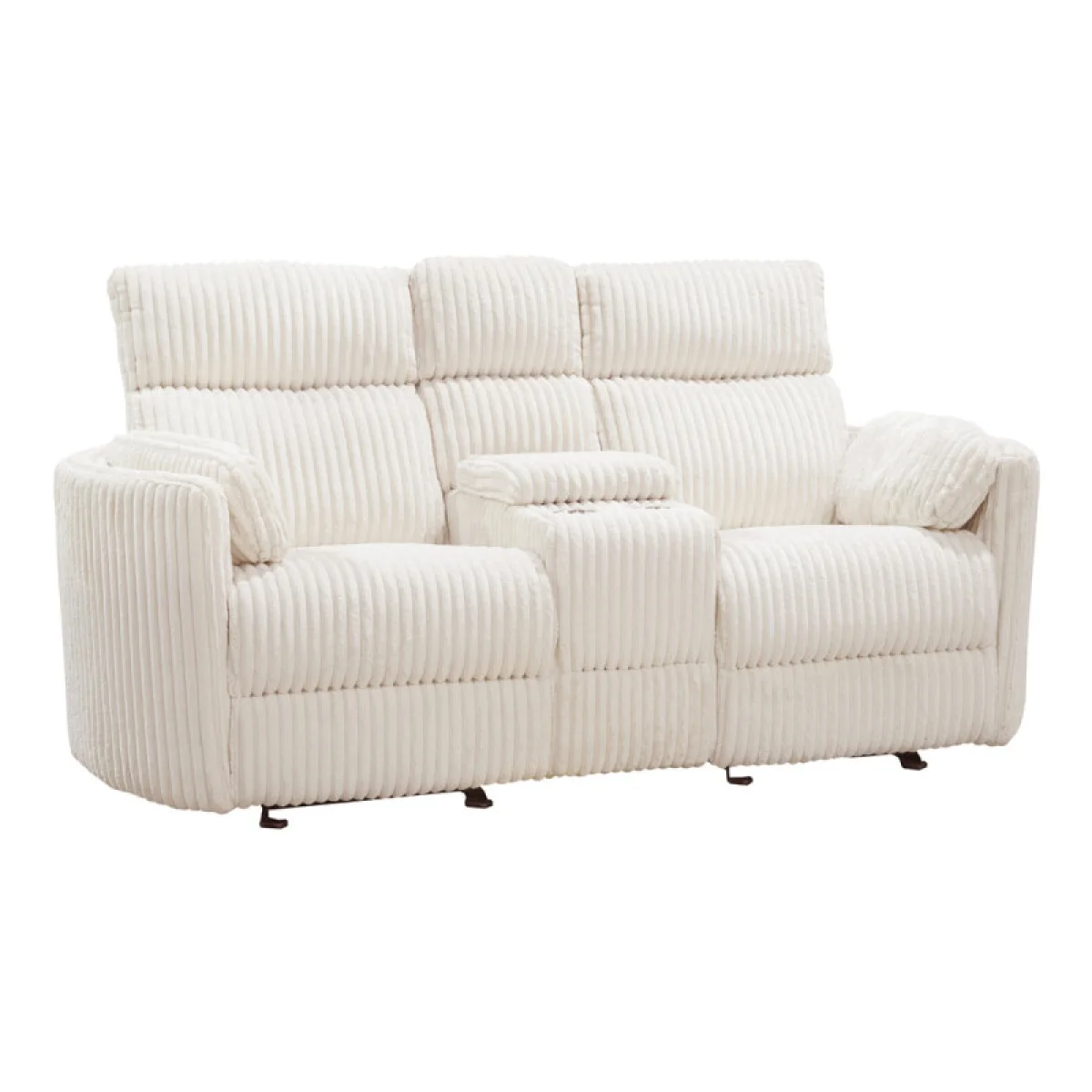 Radius – Mega Ivory Power Glider Console Loveseat Recliners Cream 12