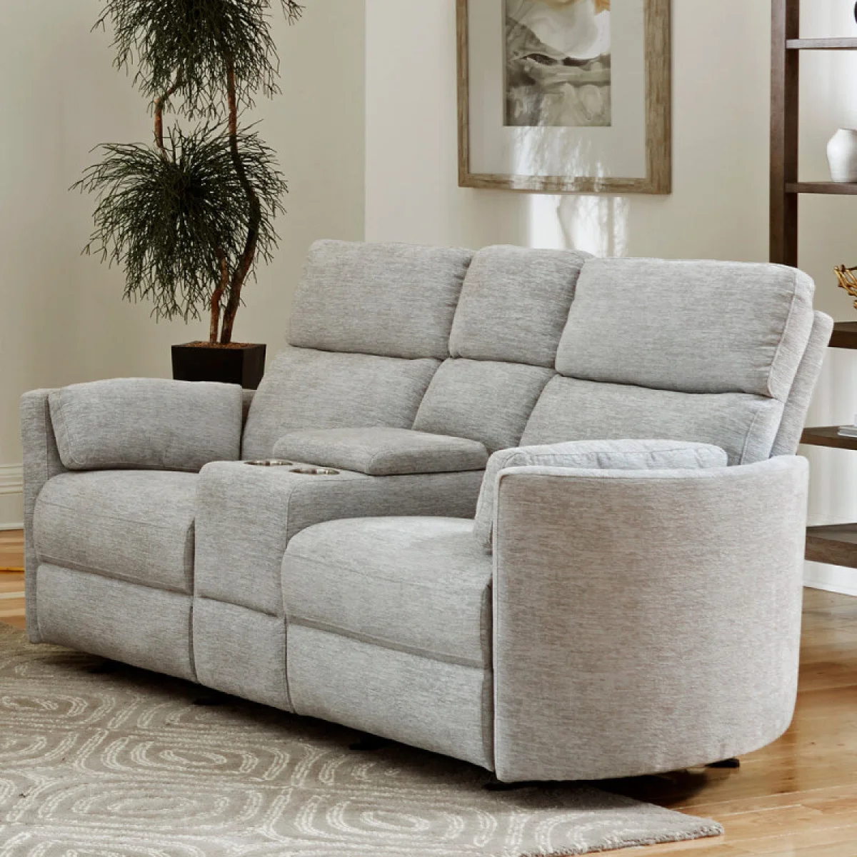 Radius – Mineral Power Glider Console Loveseat Recliners Gray 4