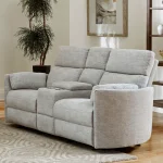 Radius – Mineral Power Glider Console Loveseat Recliners Gray 16