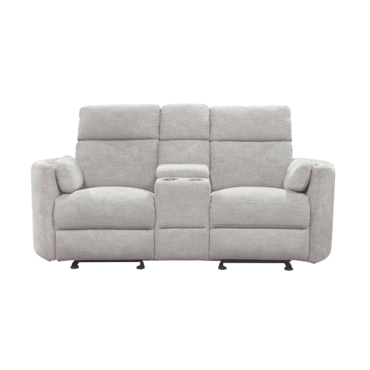 Radius – Mineral Power Glider Console Loveseat Recliners Gray 7