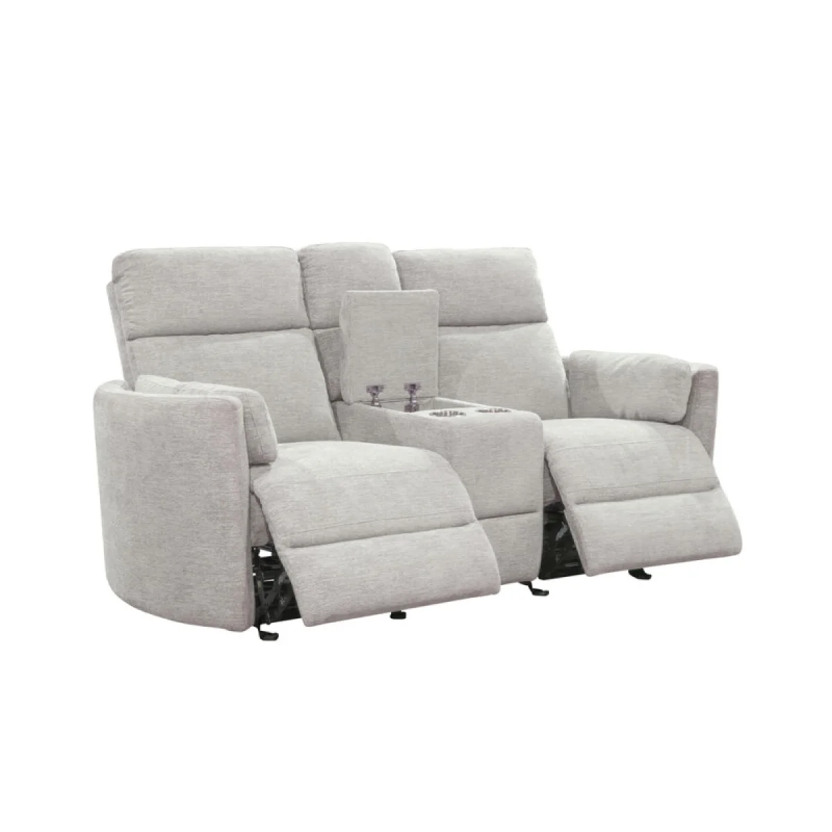 Radius – Mineral Power Glider Console Loveseat Recliners Gray 8