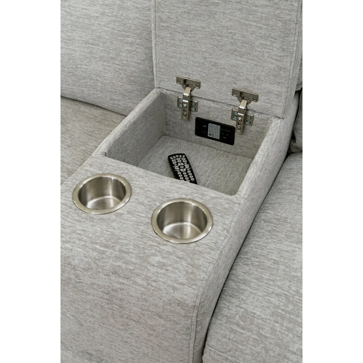 Radius – Mineral Power Glider Console Loveseat Recliners Gray 9