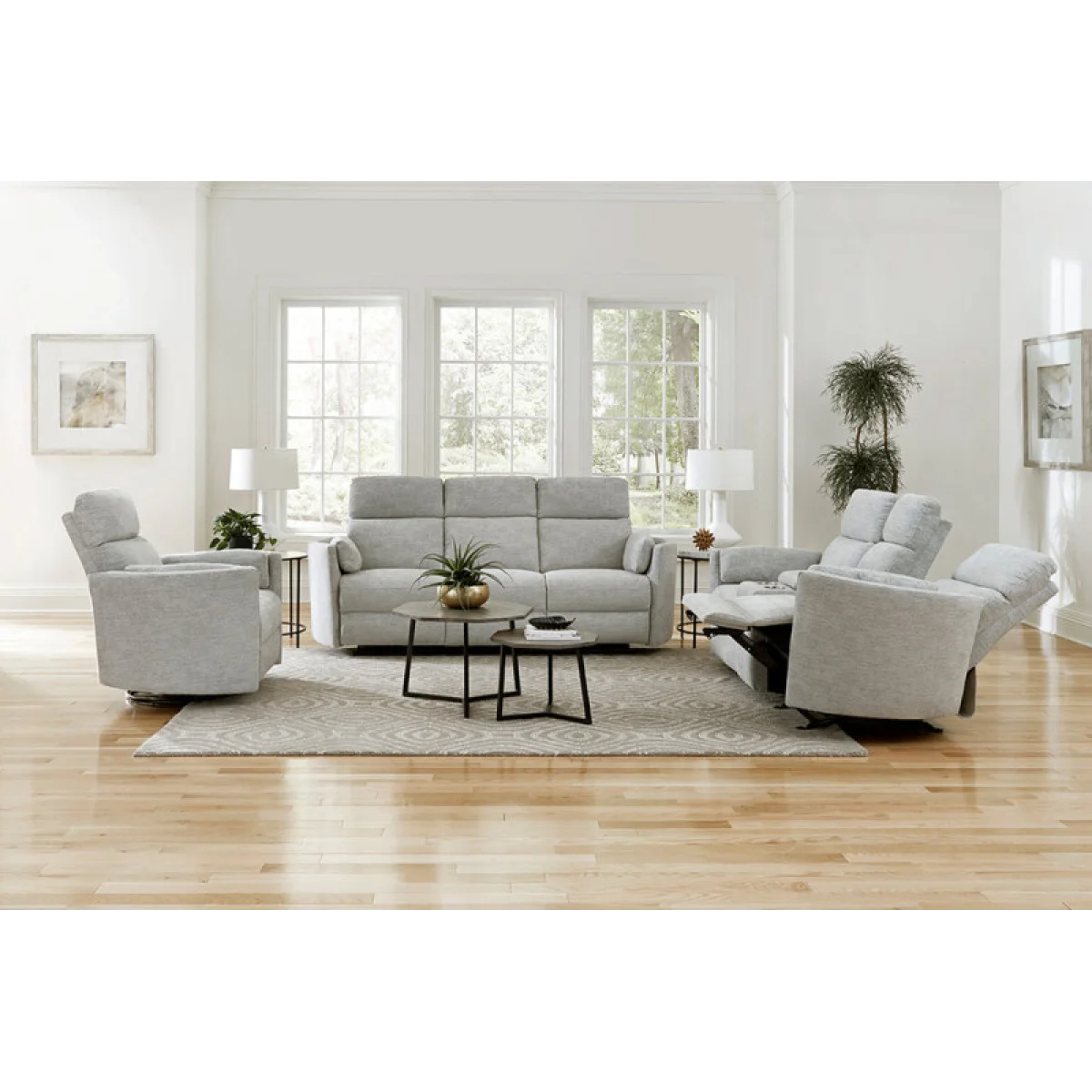 Radius – Mineral Power Glider Console Loveseat Recliners Gray 14