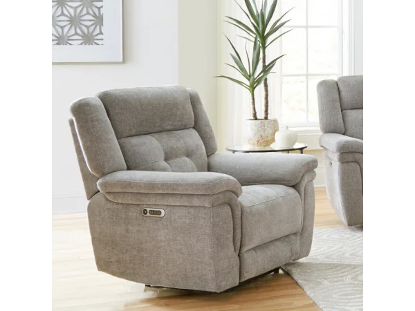 Richland – Bristol Grey Power Recliner With Power Headrest Recliners Bristol Grey