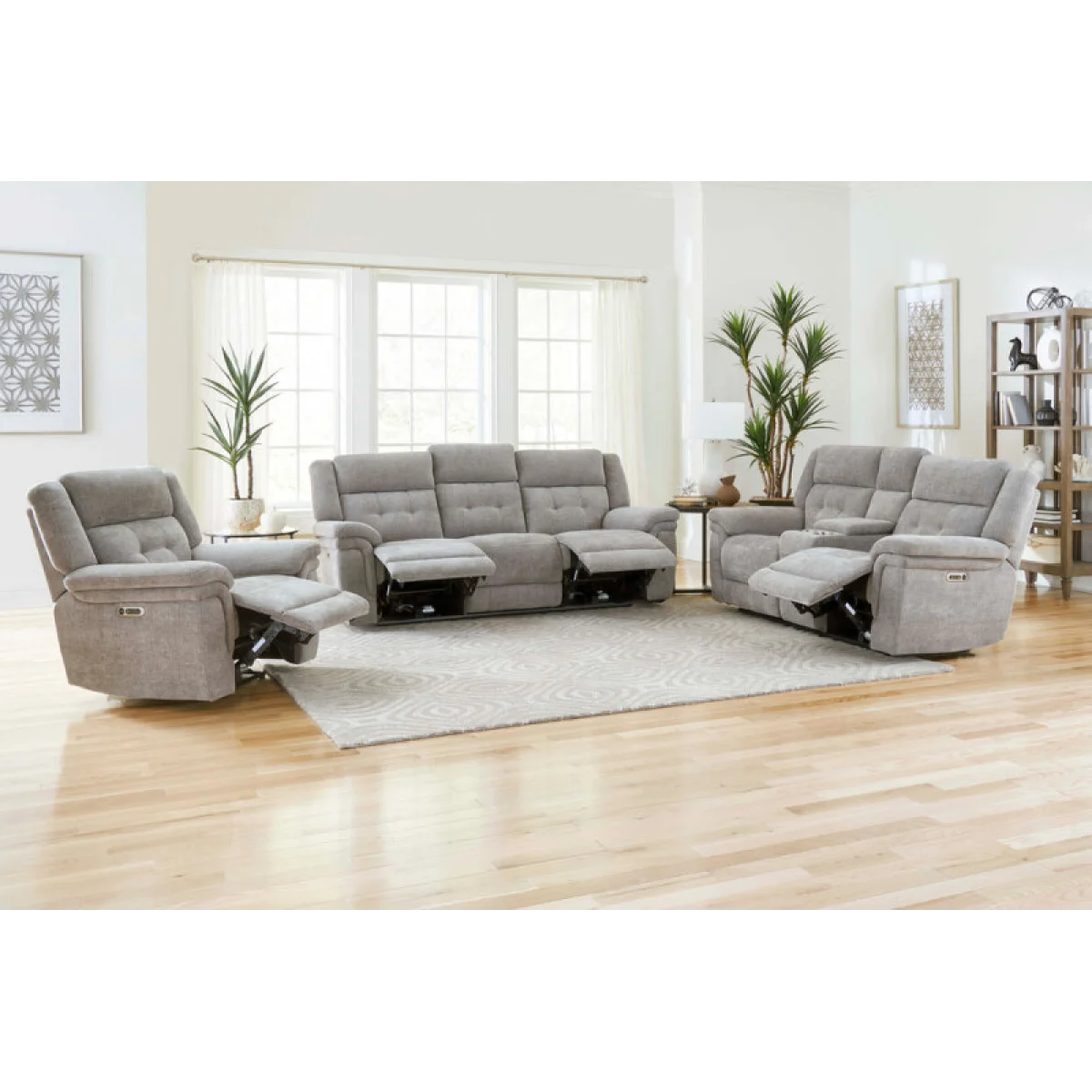 Richland – Bristol Grey Power Console Loveseat With Power Headrests Recliners Bristol Grey 10