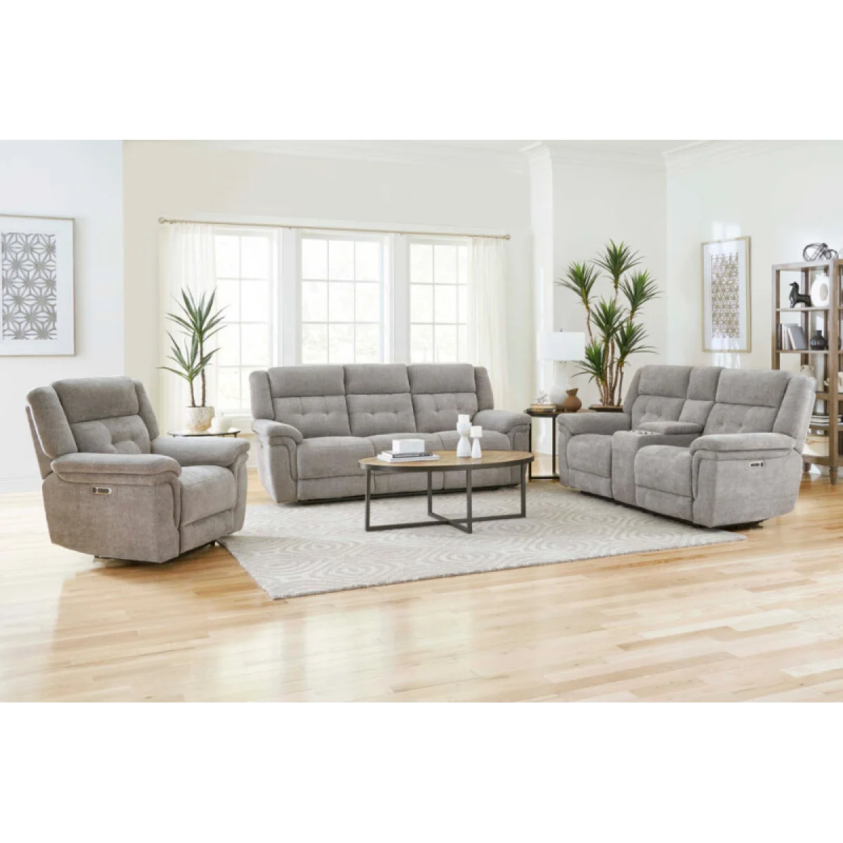 Richland – Bristol Grey Power Sofa With Power Headrests Recliners Bristol Grey 7