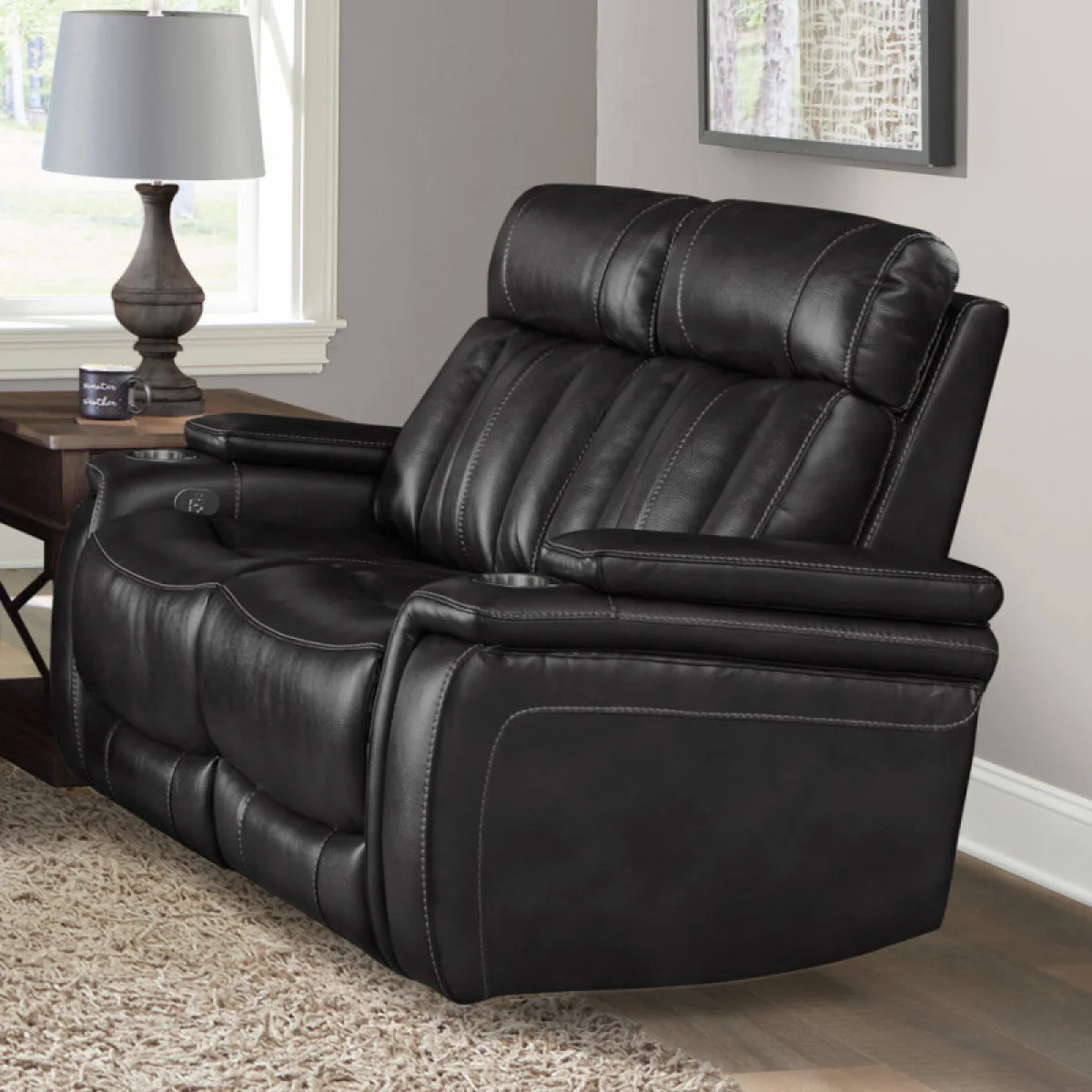Royce – Midnight Power Loveseat Recliners black 6