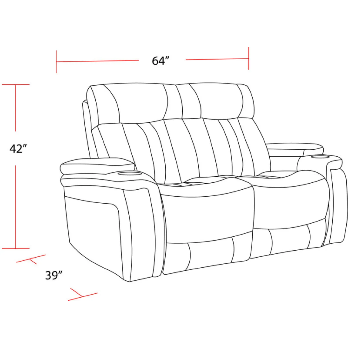 Royce – Midnight Power Loveseat Recliners black 12