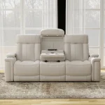 Royce – Fantom Ivory Power Drop Down Console Sofa Recliners Cream 15