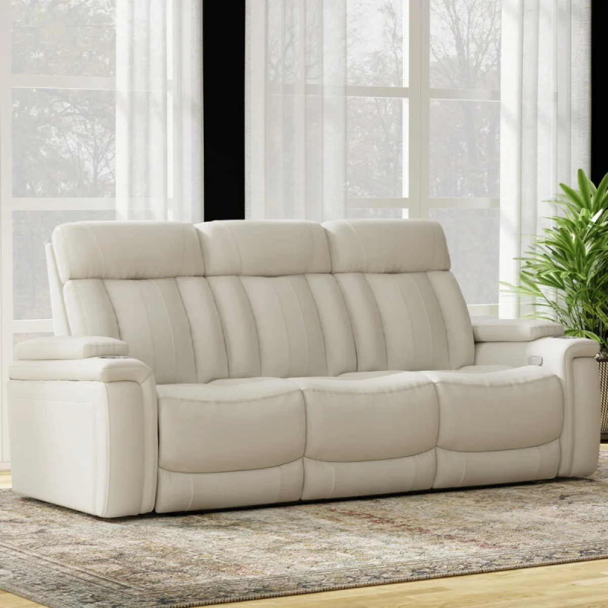 Royce – Fantom Ivory Power Drop Down Console Sofa Recliners Cream 11