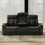 Royce – Midnight Power Drop Down Console Sofa Recliners black 17