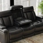 Royce – Midnight Power Drop Down Console Sofa Recliners black 19
