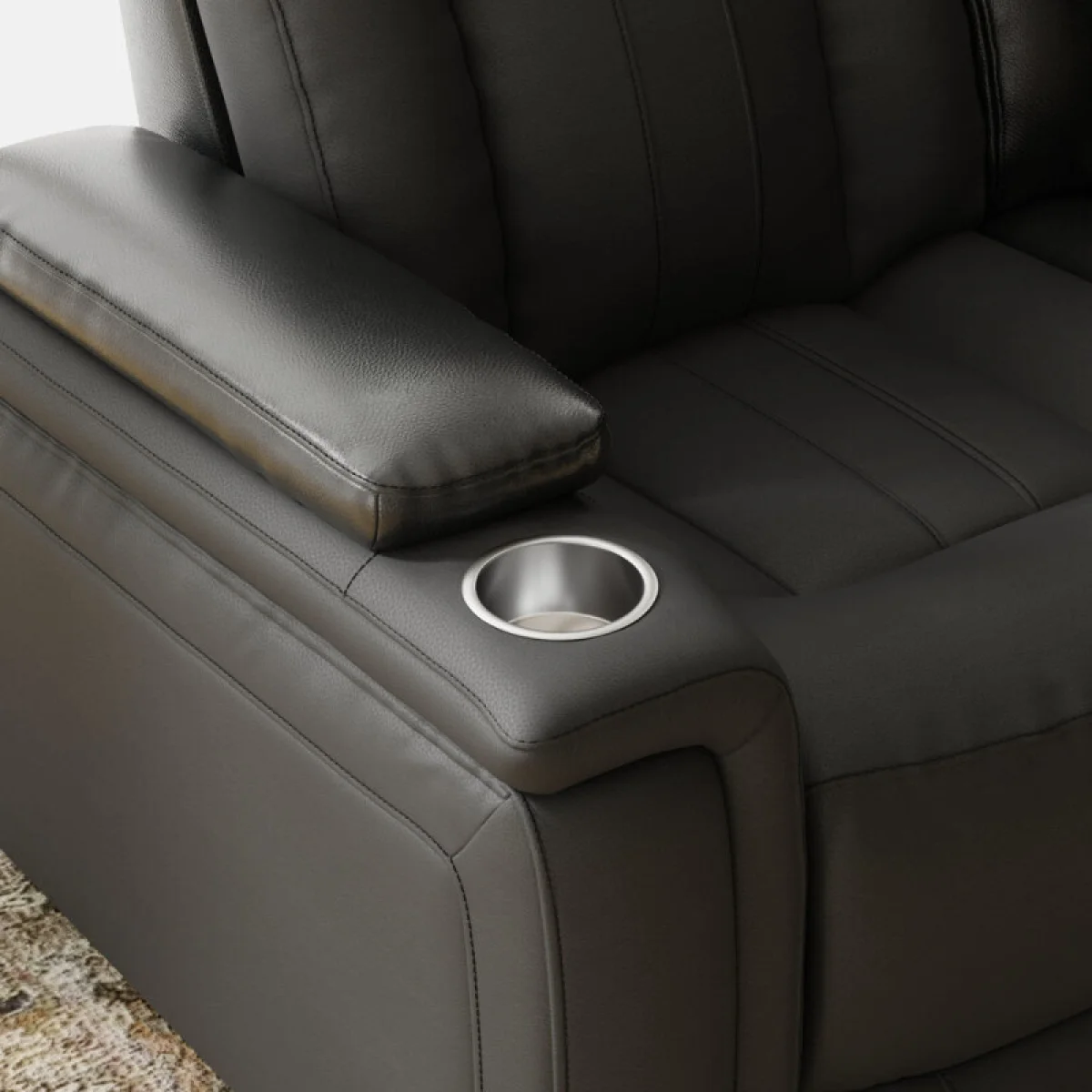 Royce – Midnight Power Drop Down Console Sofa Recliners black 12