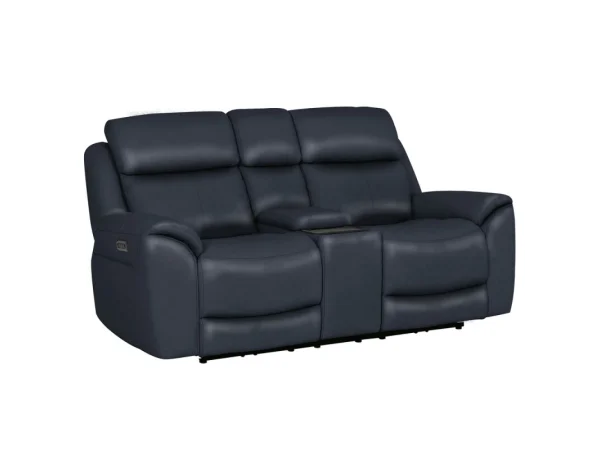 Sebastian – Opulent Navy Power Console Loveseat Recliners blue