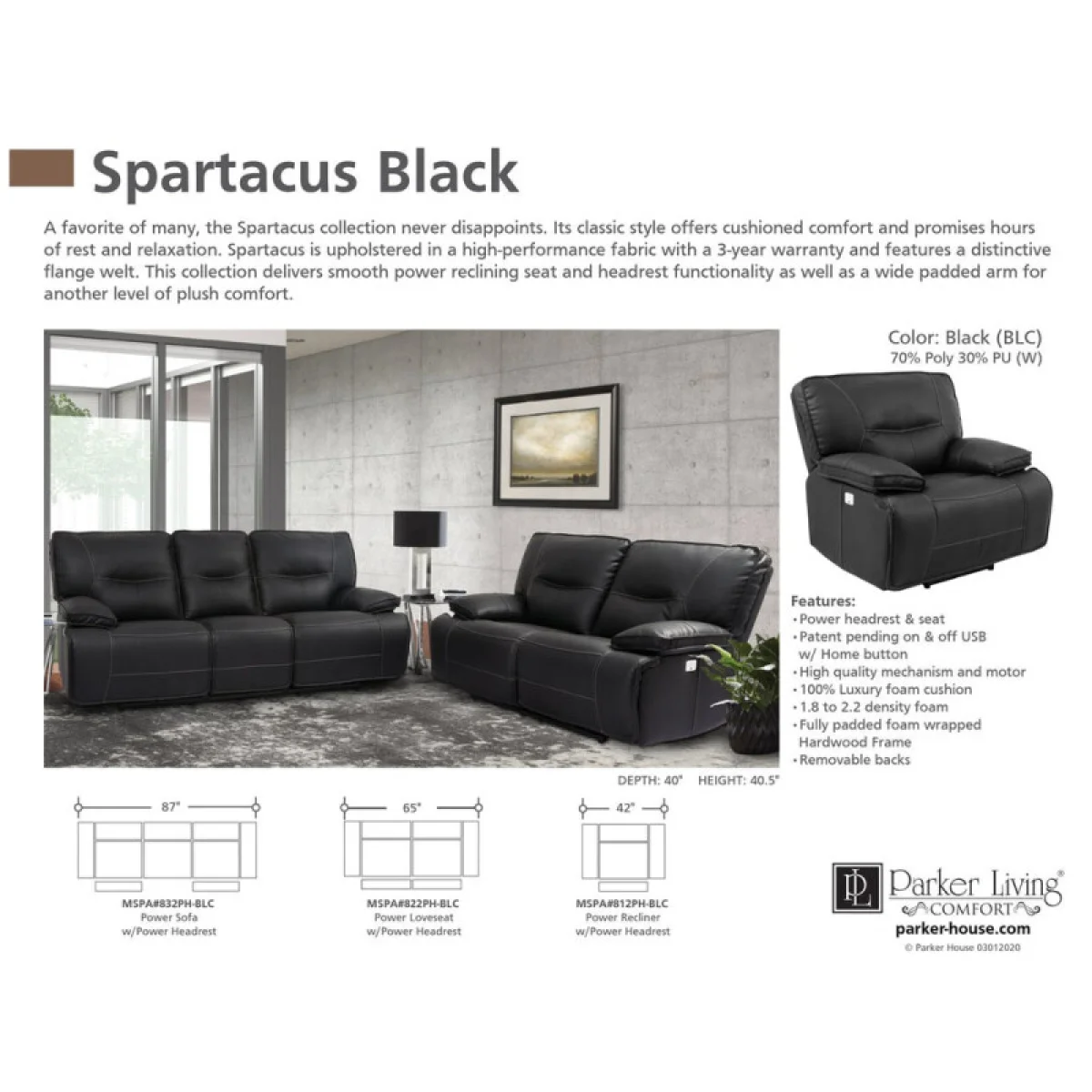 Spartacus – Black Power Sofa Recliners black 8