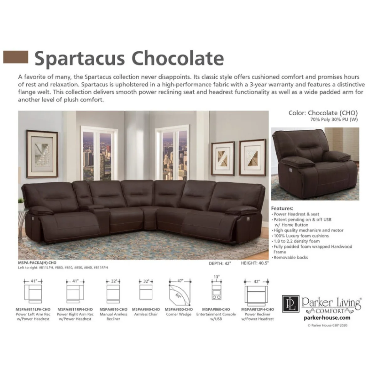 Spartacus – Chocolate 6pc Package A (811lph, 810, 850, 840, 860, 811rph) Recliners Brown 9