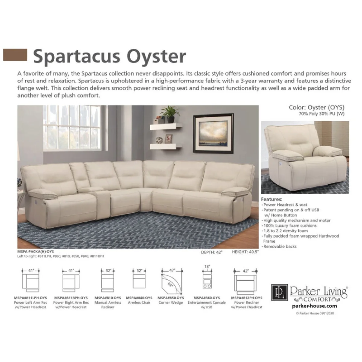 Spartacus – Oyster 6pc Package A (811lph, 810, 850, 840, 860, 811rph) Recliners Oyster 9