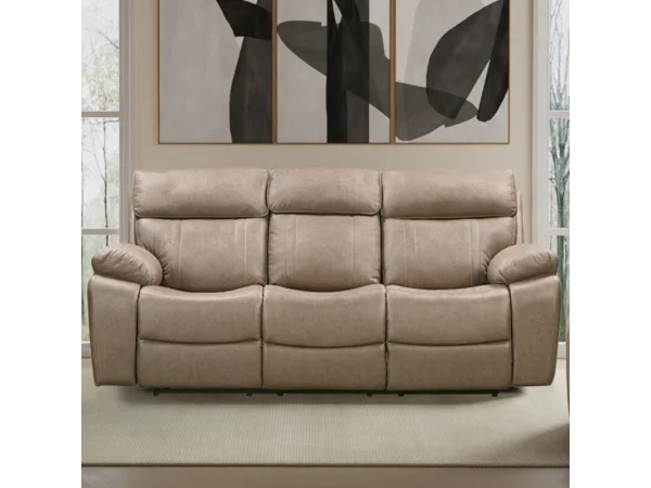 Theon – Stokes Toffee Manual Sofa With Drop Down Table Recliners Brown
