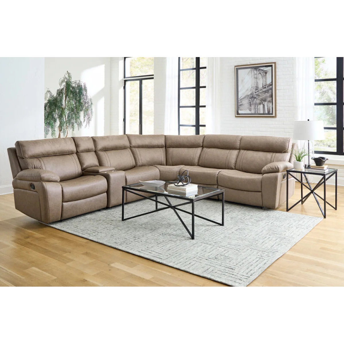 Theon – Stokes Toffee 6pc Package A Modular Reclining Sectional Recliners Brown 4