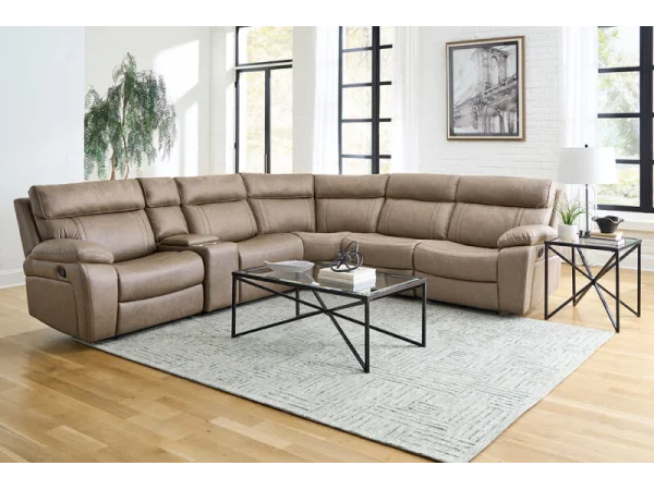 Theon – Stokes Toffee 6pc Package A Modular Reclining Sectional Recliners Brown
