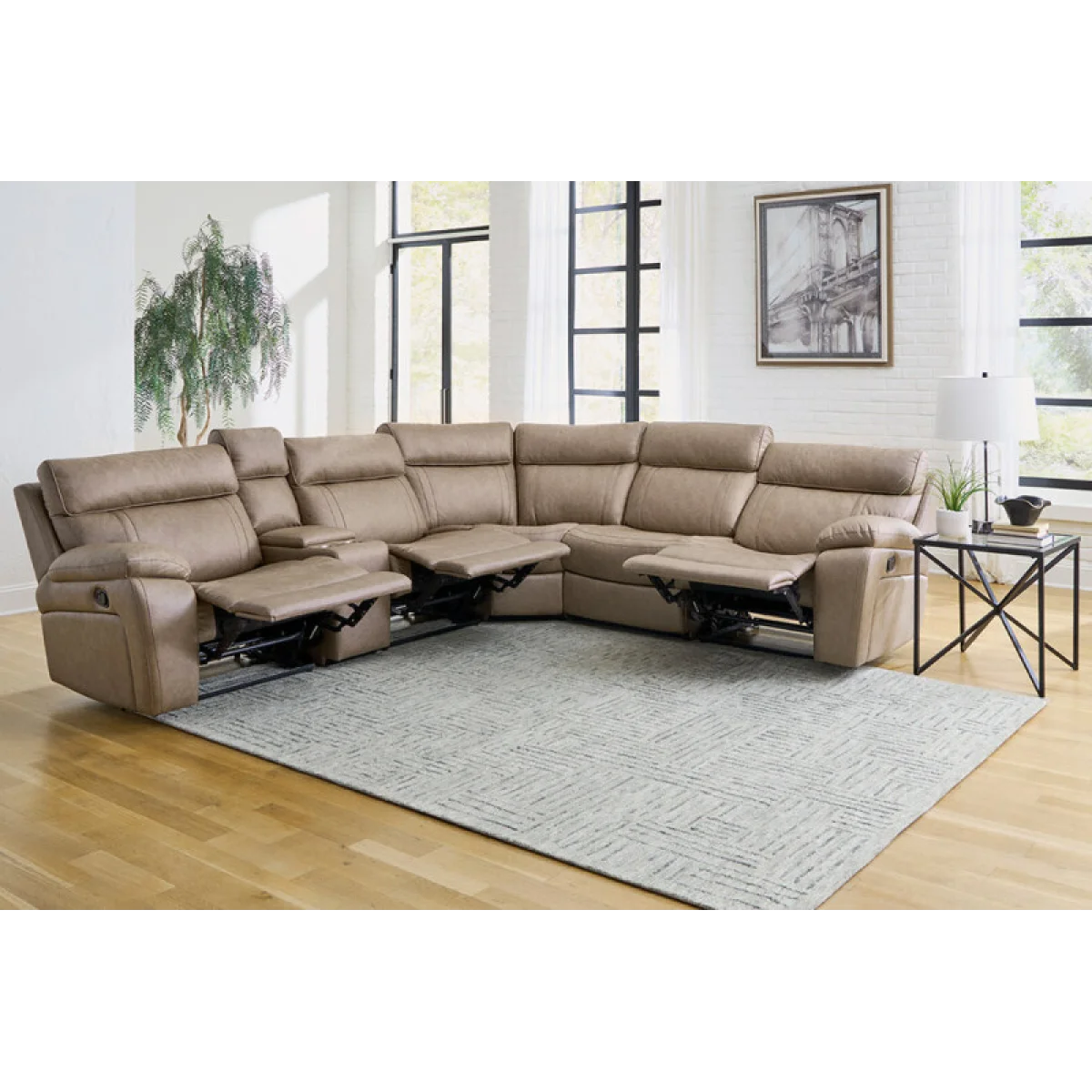 Theon – Stokes Toffee 6pc Package A Modular Reclining Sectional Recliners Brown 6