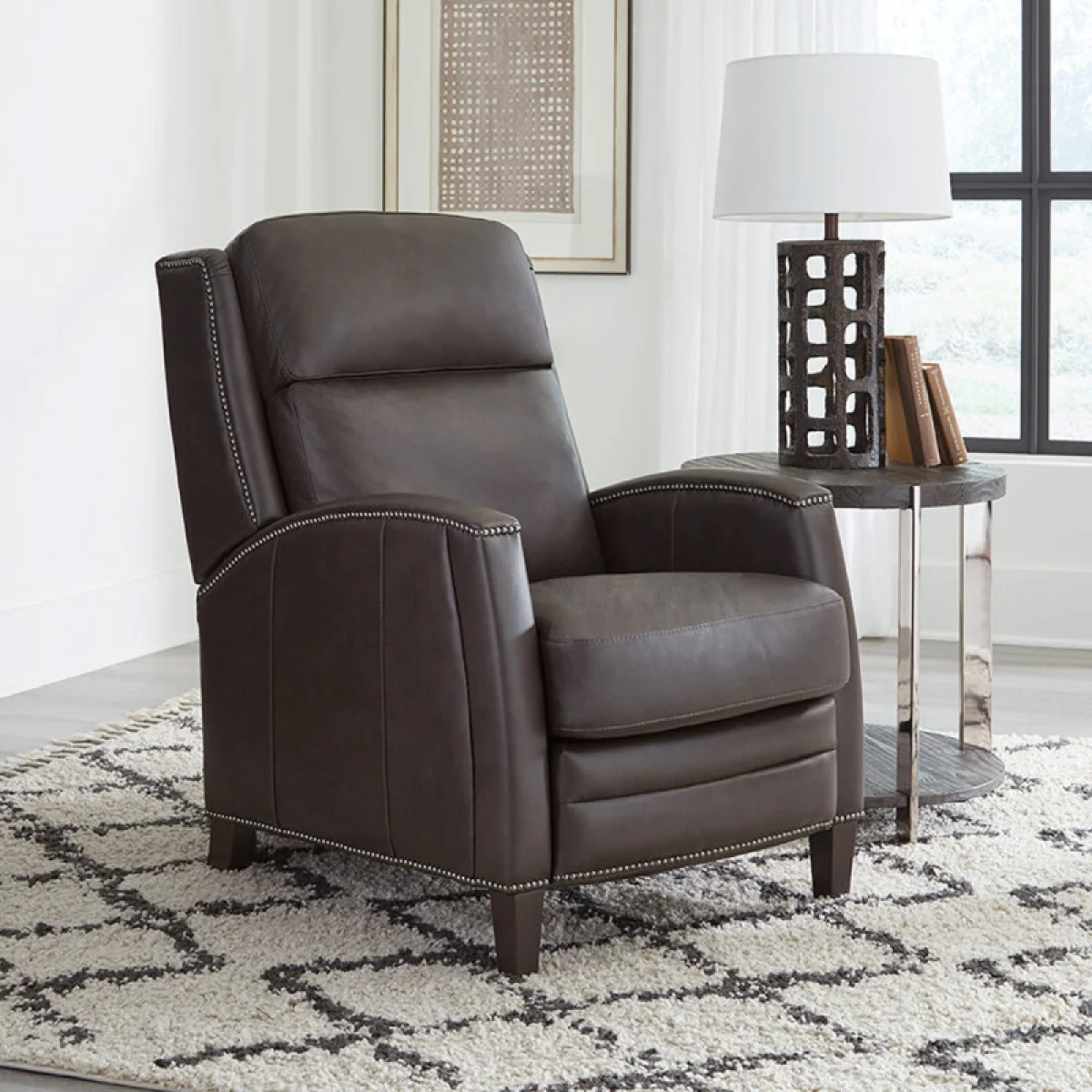 Vermont – Slate Noire Power High Leg Recliner With Power Headrest Recliners Brown 4