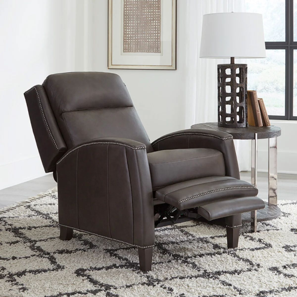 Vermont – Slate Noire Manual Pushback High Leg Recliner Recliners Brown 6