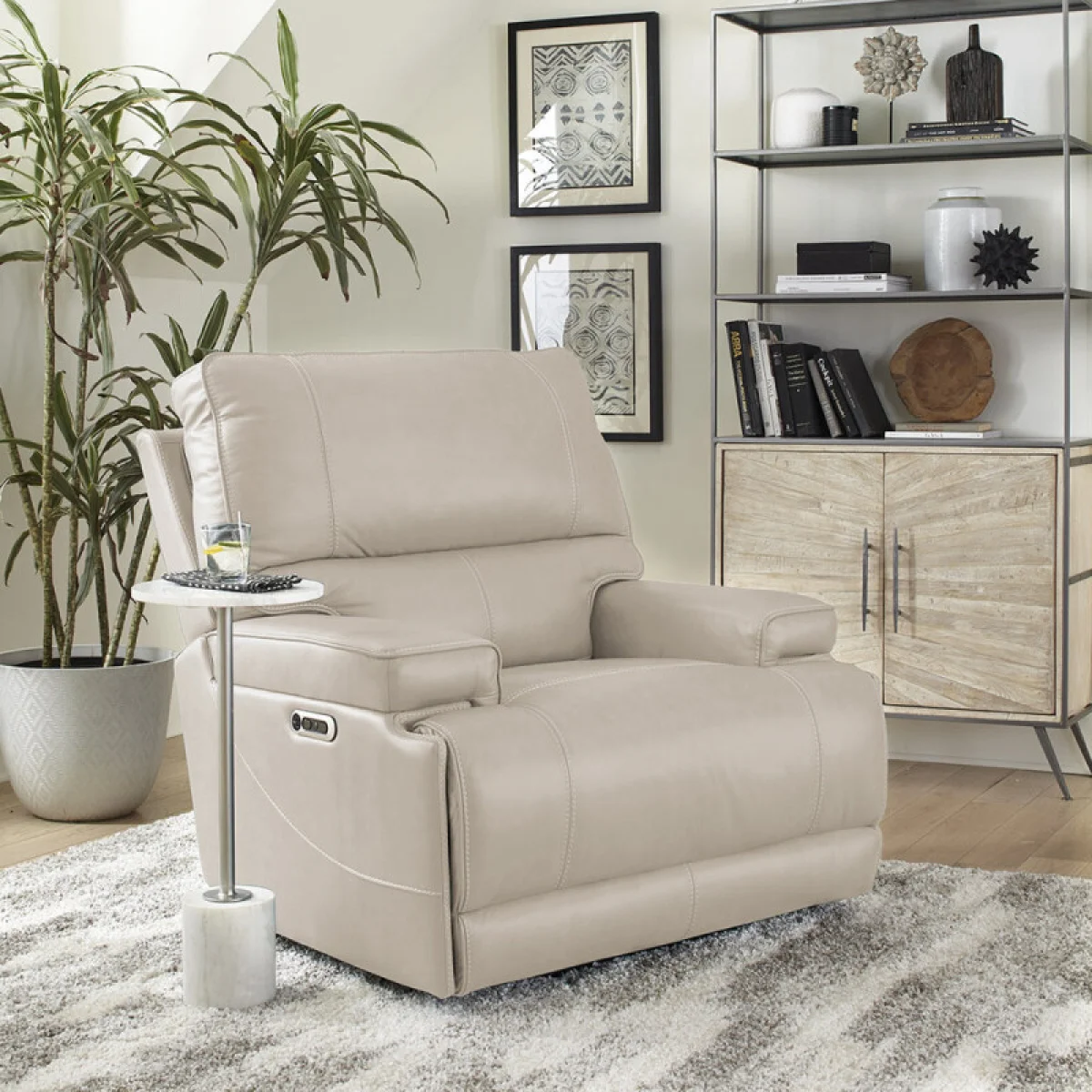 Whitman – Verona Linen – Powered By Freemotion Power Cordless Recliner Recliners Cream 4
