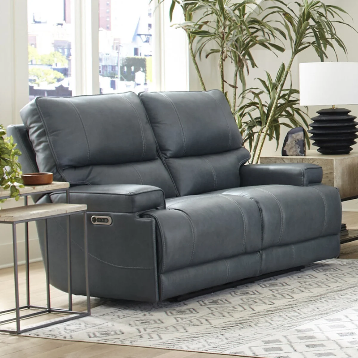 Whitman – Verona Azure – Powered By Freemotion Power Cordless Loveseat Recliners blue 4