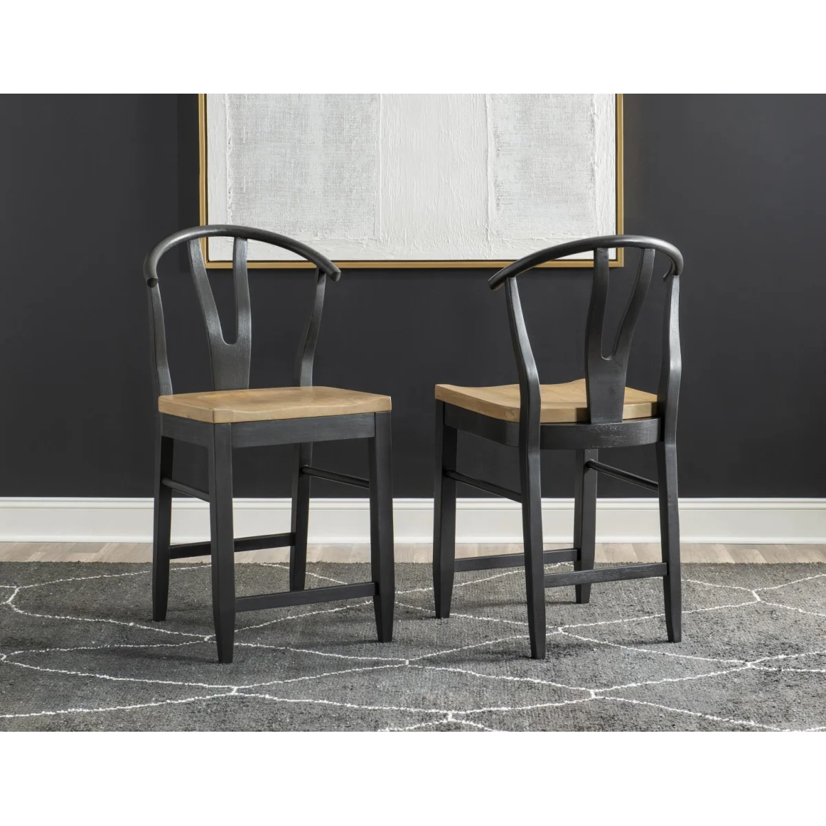 Wishbone Back Counter Height Chair Black Chairs & Benches black 8